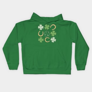 Western St Patricks Day Shamrock Irish Luck Horseshoes Country Kids Hoodie